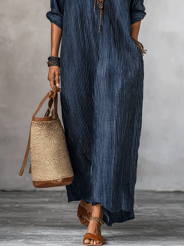 Justina | Vestido maxi índigo holgado