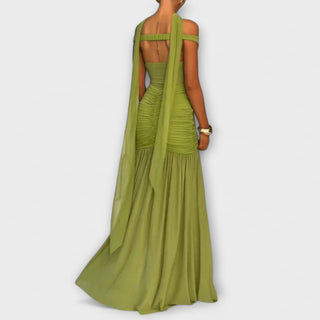 Violante | Vestido maxi verde oliva con escote en V