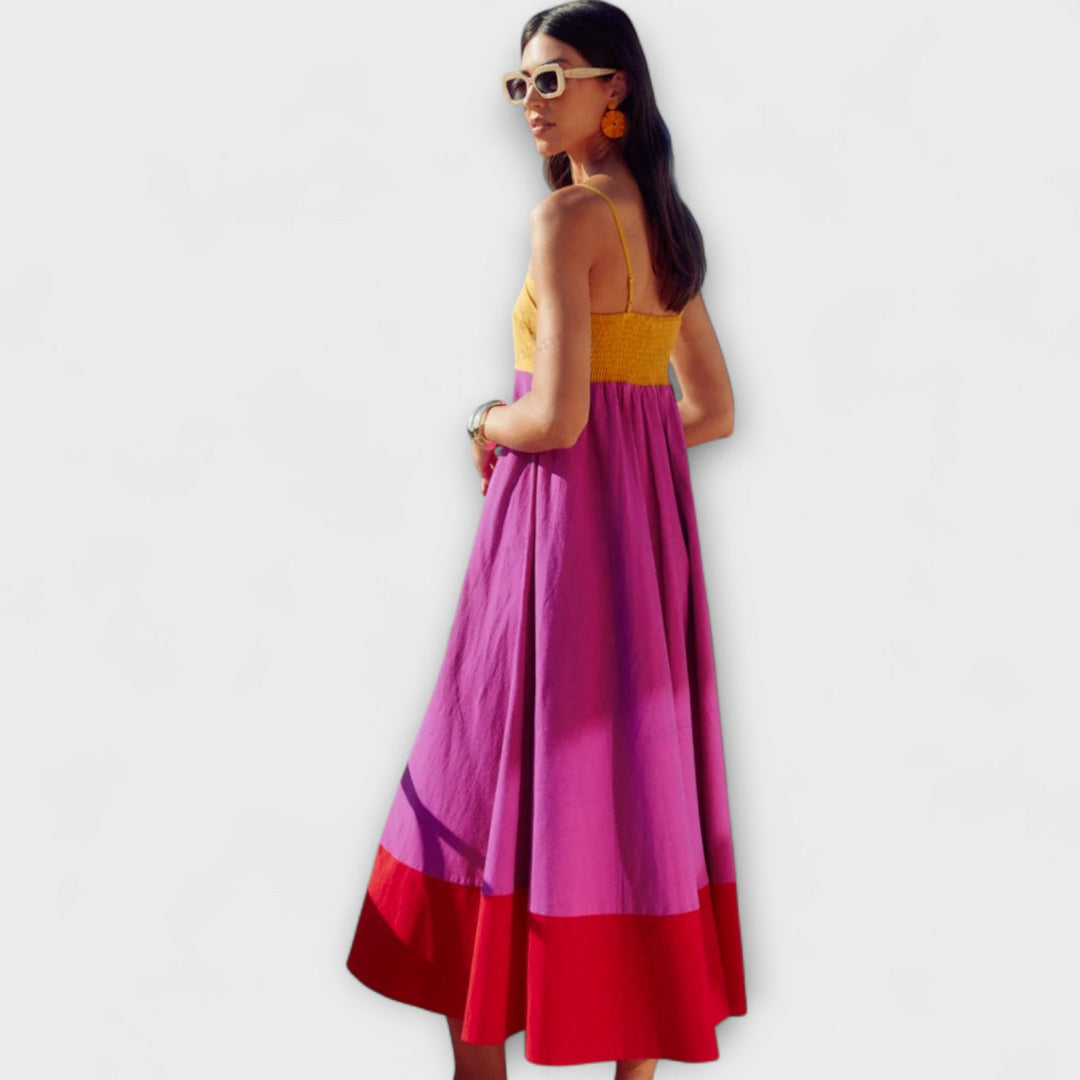 Garbiñe | Vestido de tirantes color block