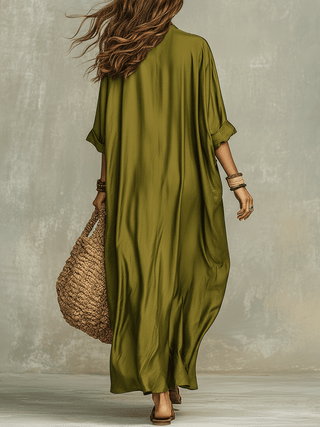 Tamira | Vestido maxi verde oliva holgado