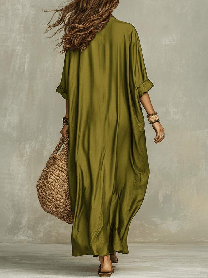 Tamira | Vestido maxi verde oliva holgado
