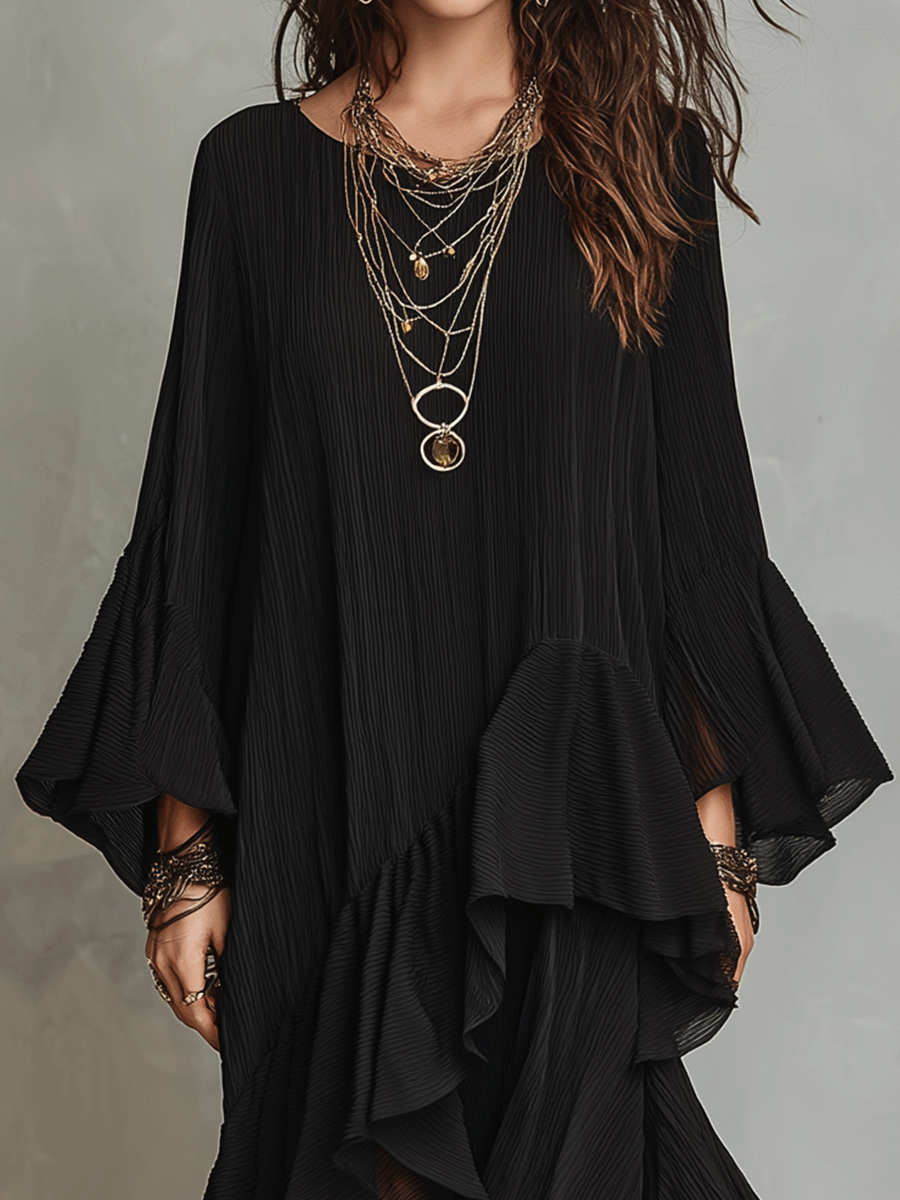 Fausta | Vestido midi boho asimétrico