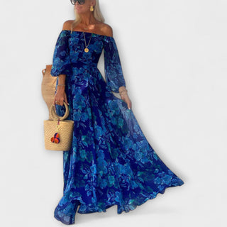 Juniper | Vestido maxi floral de hombros descubiertos