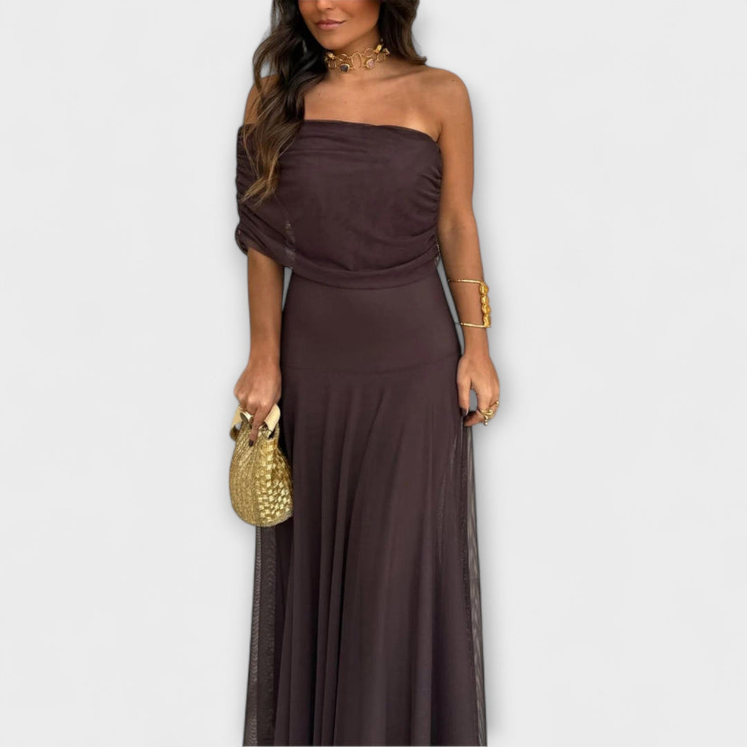 Louka | Vestido maxi de un hombro