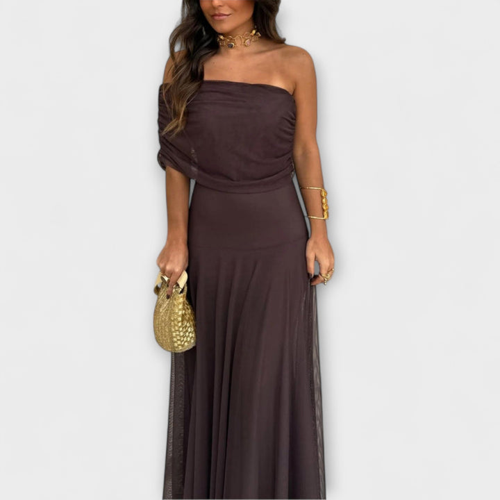 Louka | Vestido maxi de un hombro
