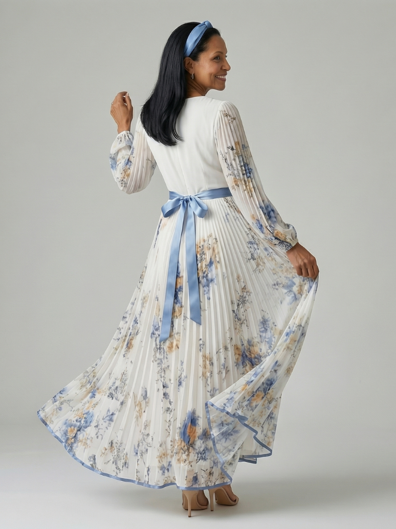 Reina | Vestido midi cruzado plisado
