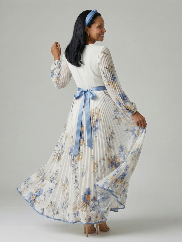 Reina | Vestido midi cruzado plisado