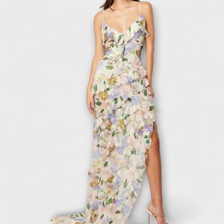 Indie | Vestido con volantes estampado
