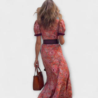 Naia | Vestido maxi rosa de manga corta