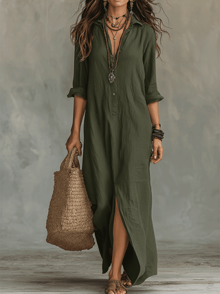 Nadina | Vestido maxi negro con botones