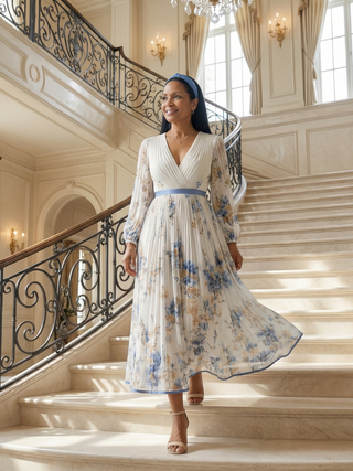Reina | Vestido midi cruzado plisado