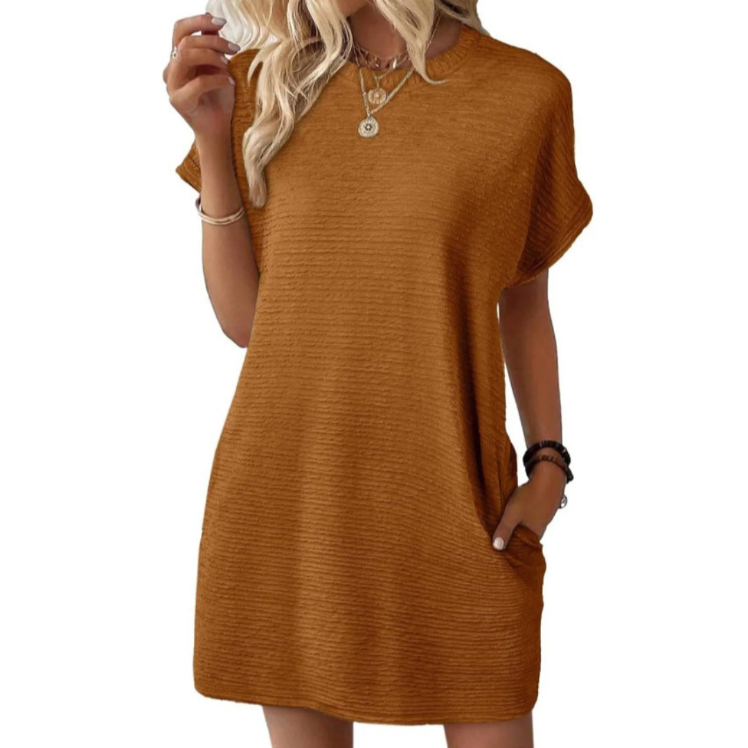 Elena – Vestido de Verano Minimalista con Cuello Redondo