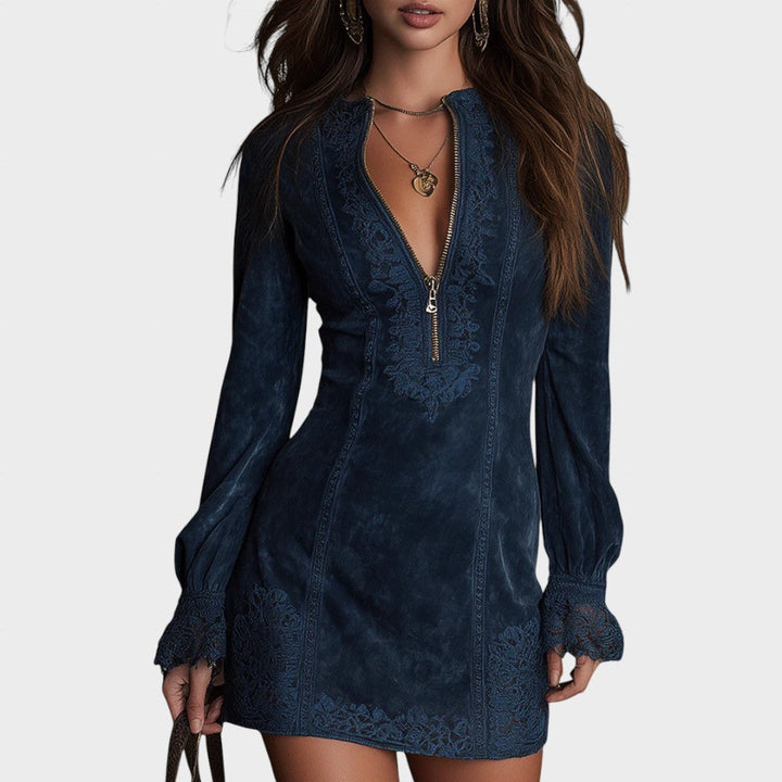 Pepita | Vestido mini efecto ante con encaje