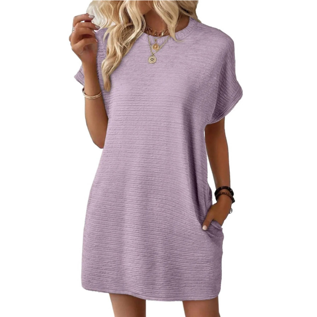 Elena – Vestido de Verano Minimalista con Cuello Redondo