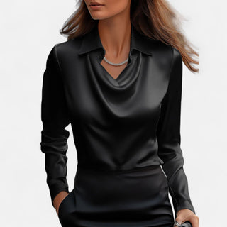 Leyre | Blusa satinada con escote drapeado