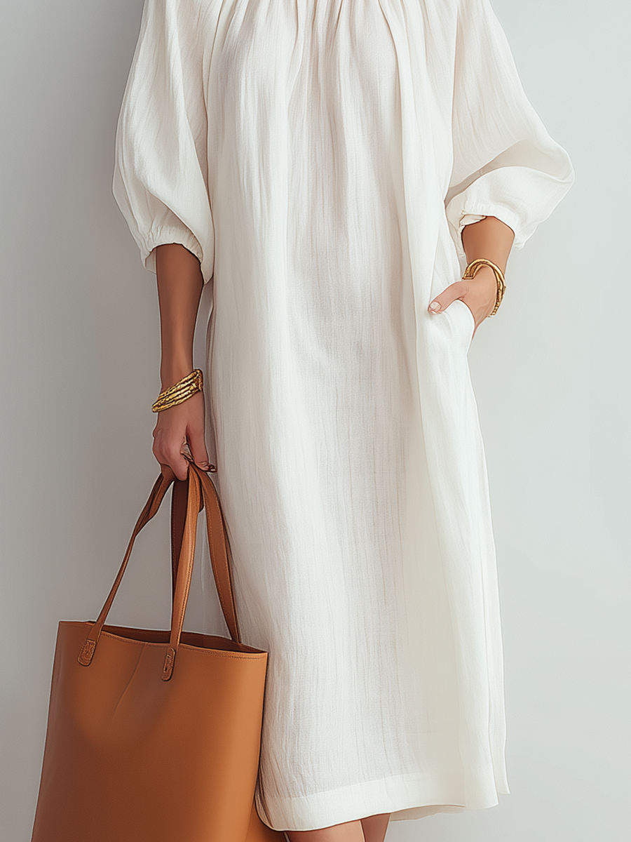 Nahikari | Vestido midi color crema