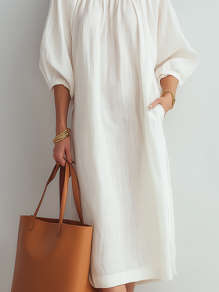 Nahikari | Vestido midi color crema