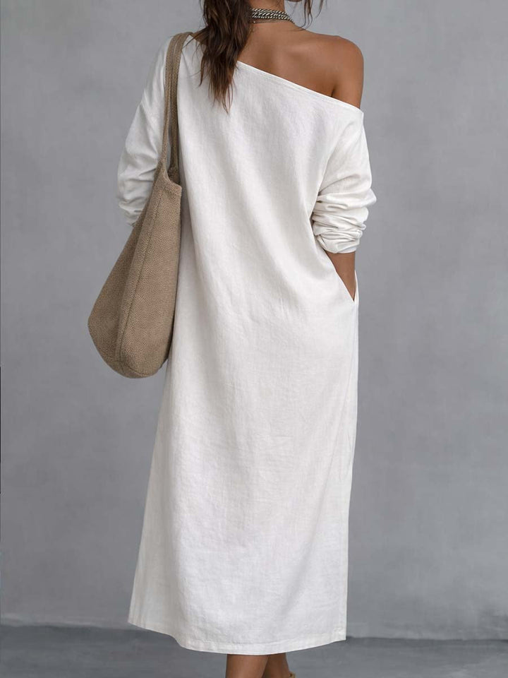 Iraide | Vestido midi de un hombro con abertura