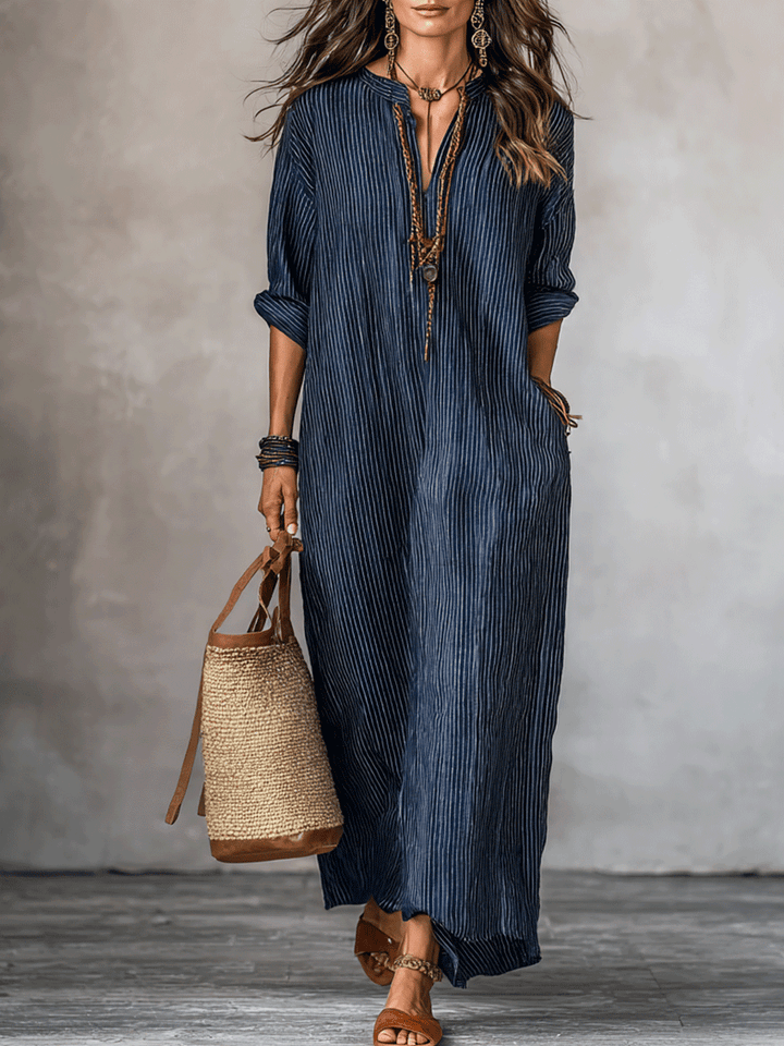 Justina | Vestido maxi índigo holgado