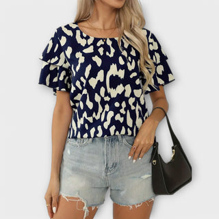 Nerea | Blusa de leopardo con cuello redondo