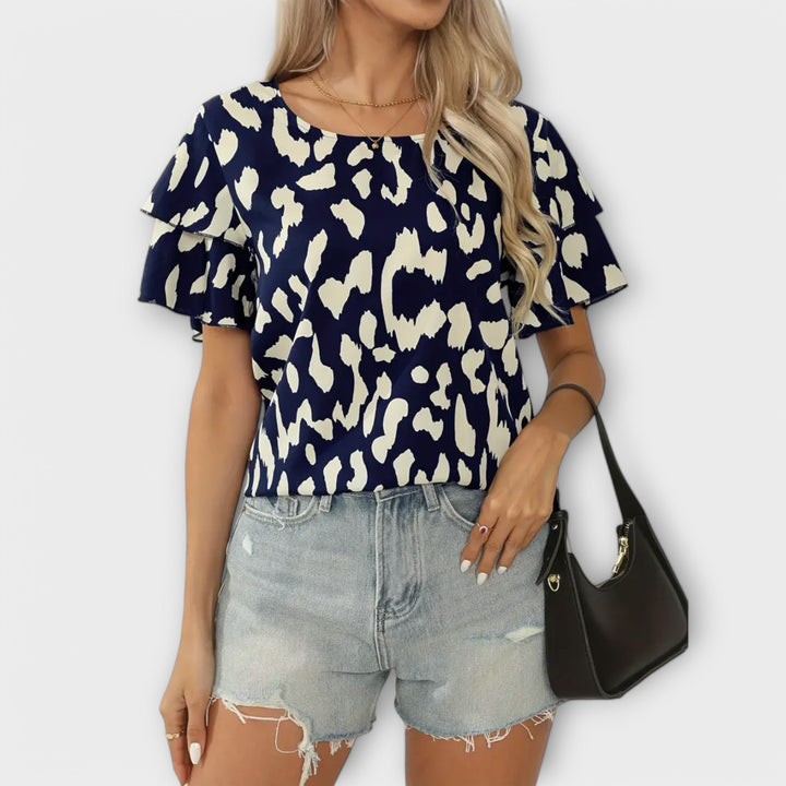 Nerea | Blusa de leopardo con cuello redondo