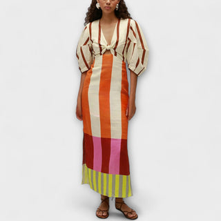 Kaya | Vestido maxi con mangas globo