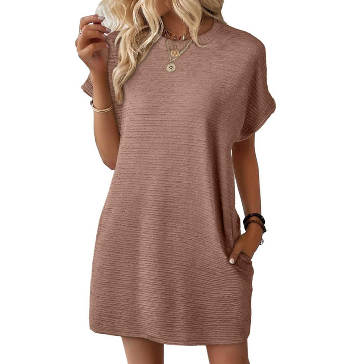 Elena – Vestido de Verano Minimalista con Cuello Redondo