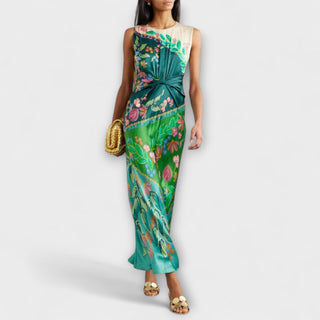 Aisling | Vestido maxi drapeado con estampado floral