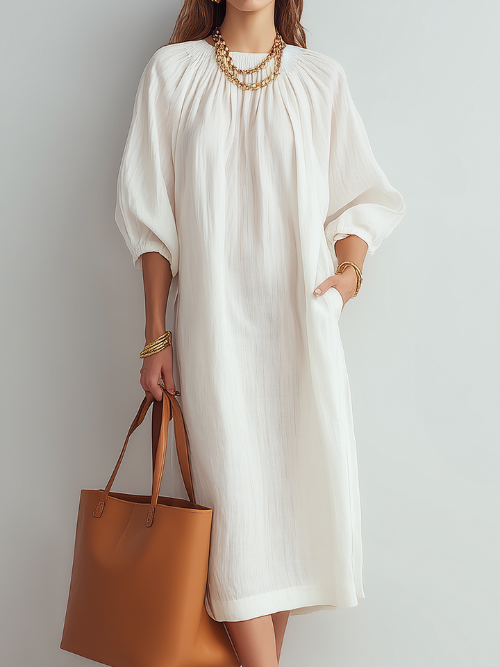 Nahikari | Vestido midi color crema