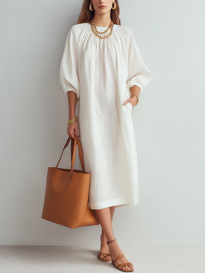 Nahikari | Vestido midi color crema