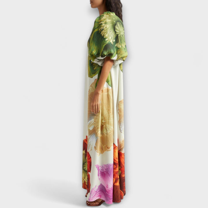 Melodía | Vestido maxi floral asimétrico