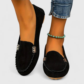 Eulalia | Mocasín turquesa con costuras decorativas