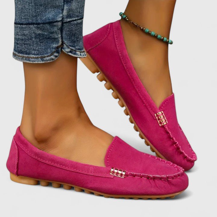 Eulalia | Mocasín turquesa con costuras decorativas