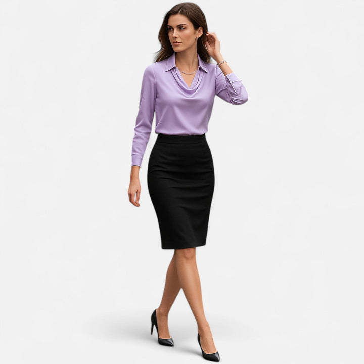 Leyre | Blusa satinada con escote drapeado