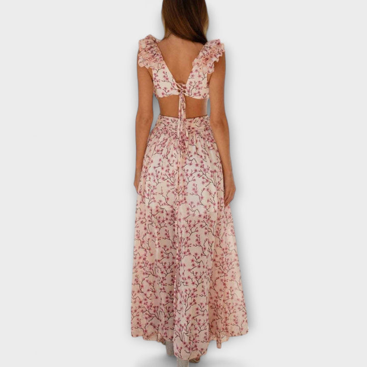 Elin | Vestido maxi con volantes y aberturas