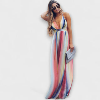 Gracela | Vestido maxi de rayas multicolor