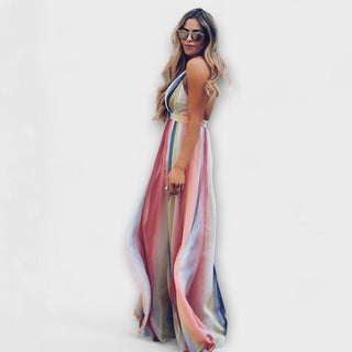 Gracela | Vestido maxi de rayas multicolor