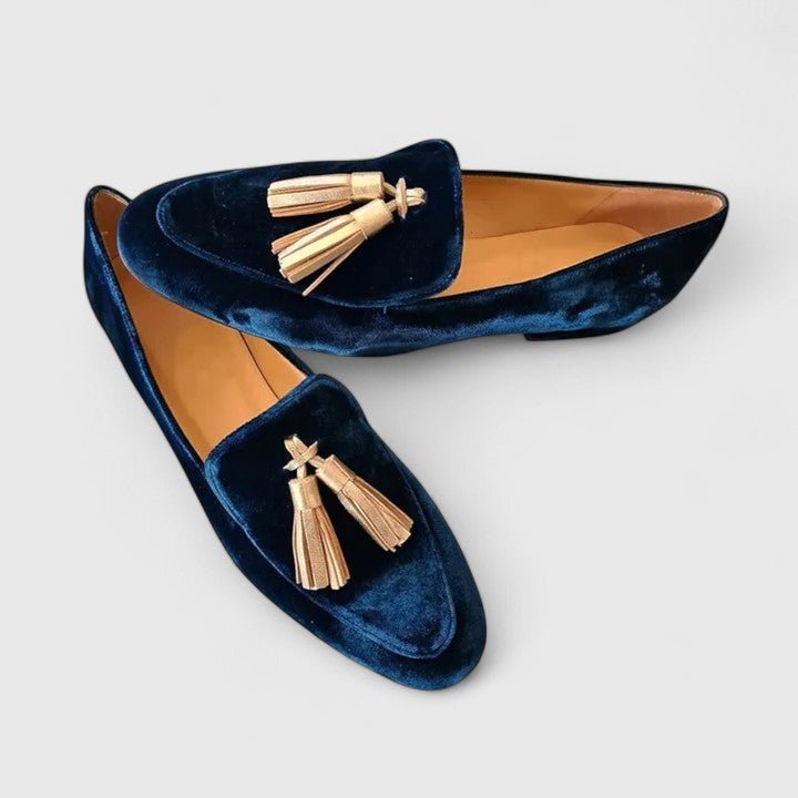 Filipa | Mocasín de terciopelo azul marino