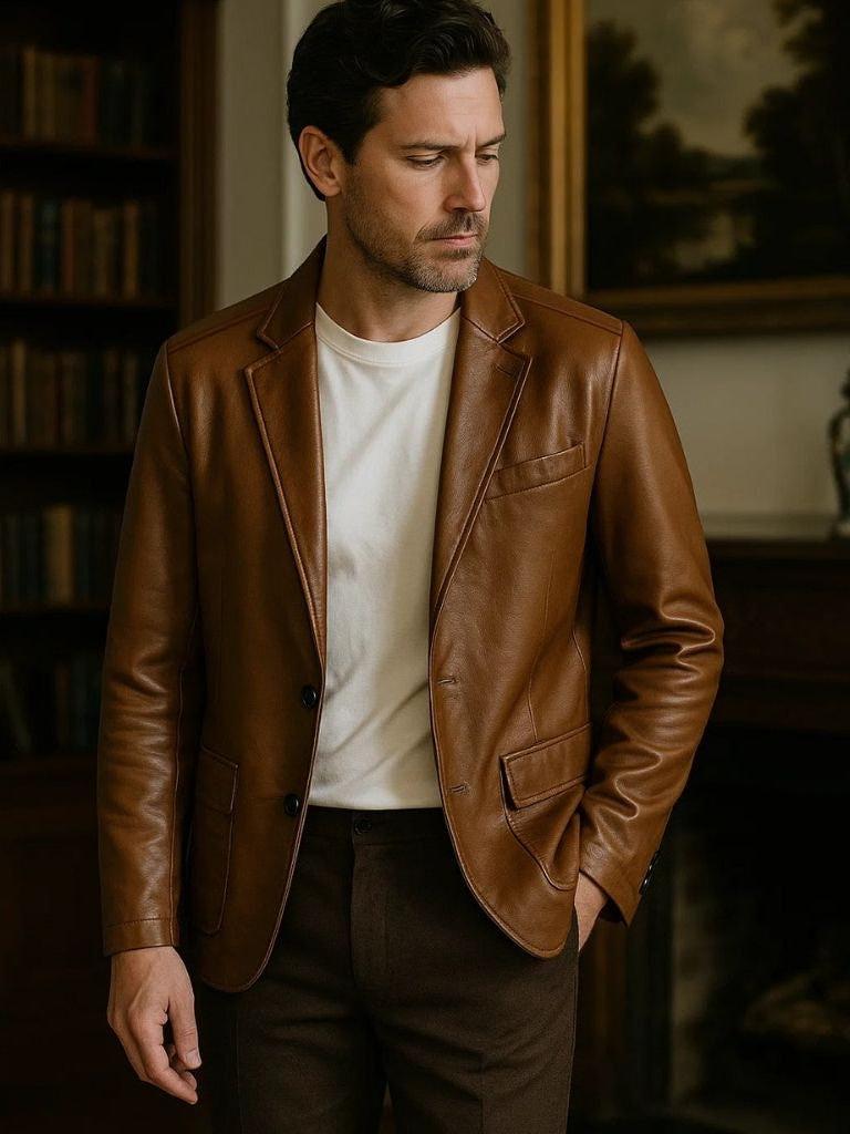 Jonas | Chaqueta efecto piel caramelo