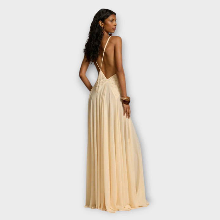 Lavinia | Vestido maxi con escote en V profundo