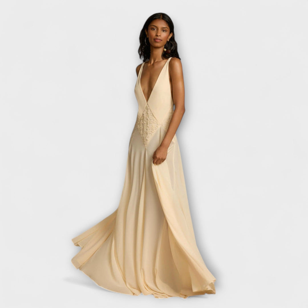 Lavinia | Vestido maxi con escote en V profundo