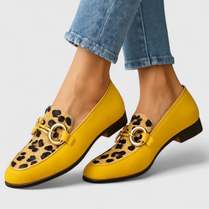 Bernarda | Mocasín amarillo con estampado animal