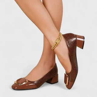 Berta | Mocasín negro efecto cocodrilo