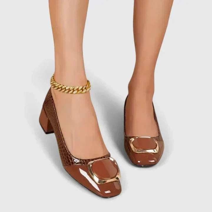 Berta | Mocasín negro efecto cocodrilo