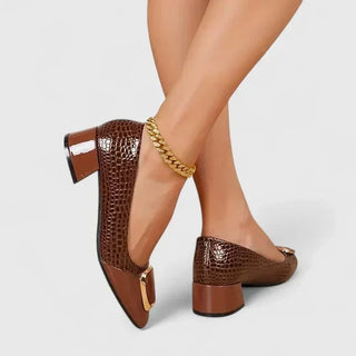 Berta | Mocasín negro efecto cocodrilo