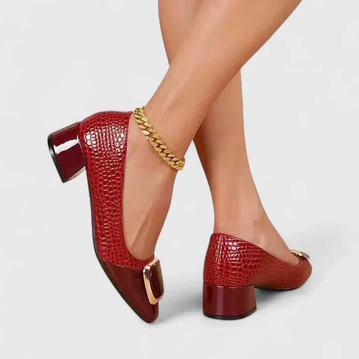 Berta | Mocasín negro efecto cocodrilo
