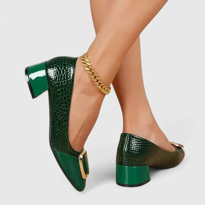 Berta | Mocasín negro efecto cocodrilo