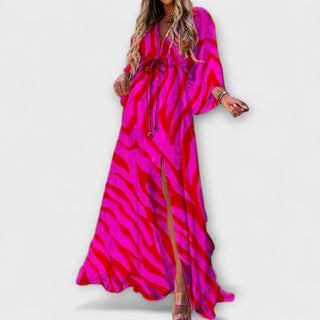Isla | Vestido maxi estampado con cinturón