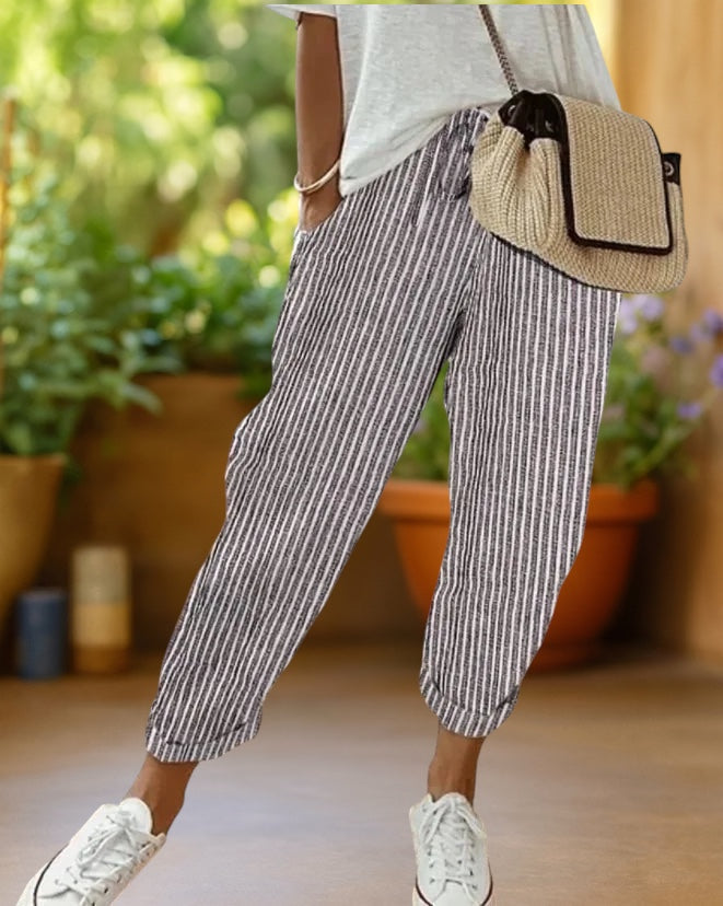 Maribel | Pantalón de rayas con cordón
