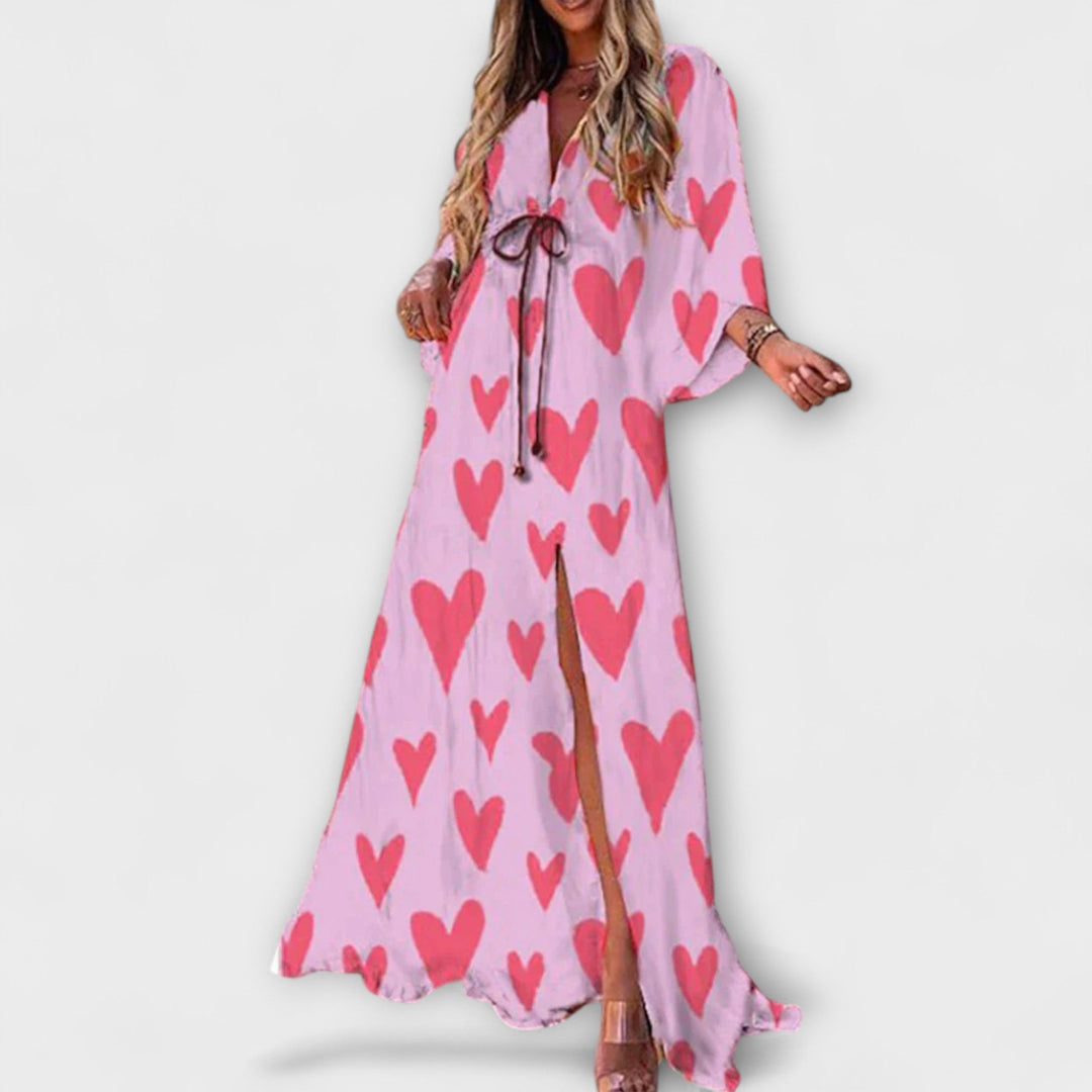 Isla | Vestido maxi estampado con cinturón